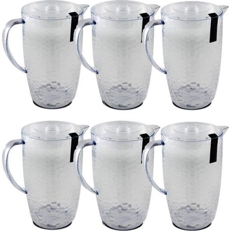 Lot de 6 pichet à anse, broc, carafe avec couvercle et bec - Diamètre 20-13,5 x Hauteur 23 cm -JUANIO (1/4)