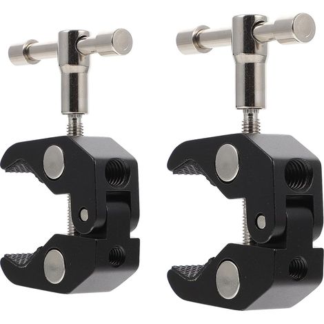 Pince à Crabe en Alliage D'aluminium 2pcs Filetage 1/4 et 3/8 Pouces, Structure Tout Métal, Antidérapante, pour Caméra, Éclairage et Étagères (1/5)