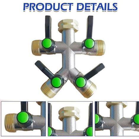 Répartiteur Eau 4 Voies - Laiton - Robinets Arrêt Individuels - Pour Arrosage Jardin Extérieur - 1 Pièce (1/5)