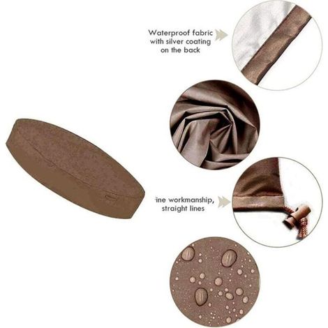 Bâche de piscine ronde imperméable, coupe-vent, résistante aux UV, marron, 210 x 30 cm (1/5)