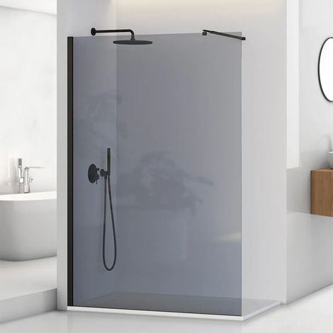 Doccia Walk-In 140 cm nero opaco con vetro fumè H 200 cm Tay (1/5)