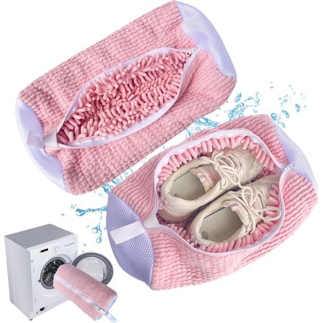 Sac à chaussures Lazy - Sac de nettoyage pour machine à laver - Sac à langer pratique - Sac à chaussures de sport anti-déformation - Rose (1/5)