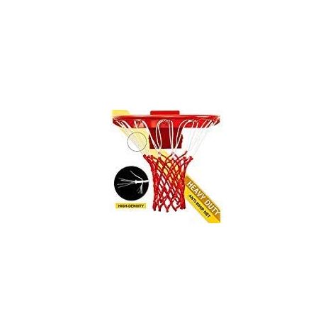 Filet de basket-ball professionnel, filet épais et résistant, compatible avec les paniers standard à 12 anneaux pour une utilisation intérieure et extérieure (rouge, taille standard) (1/4)