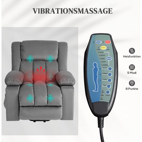 Fauteuil releveur électrique, tissu doux velouté, ports USB (1/4)