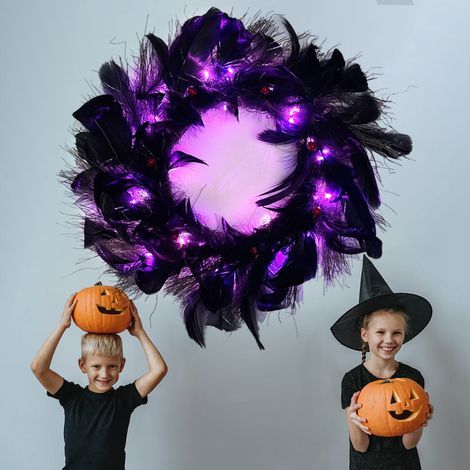 La guirlande de plumes noires de corbeau noir d Halloween peut éclairer les décorations de guirlande d Halloween (1/4)