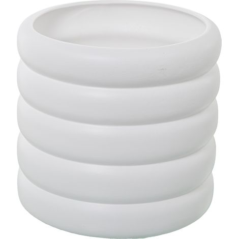 MAT White Welled Ceramic Pflanzer  ° 25x24cmpour alle Stile, um dem Haus eine Note zu verleihen (1/3)