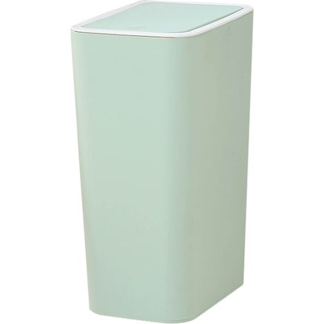 Poubelle en plastique grande capacité avec couvercle pop-up, design simple et élégant, couleur vert clair, idéale pour cuisine salle de bain (1/5)