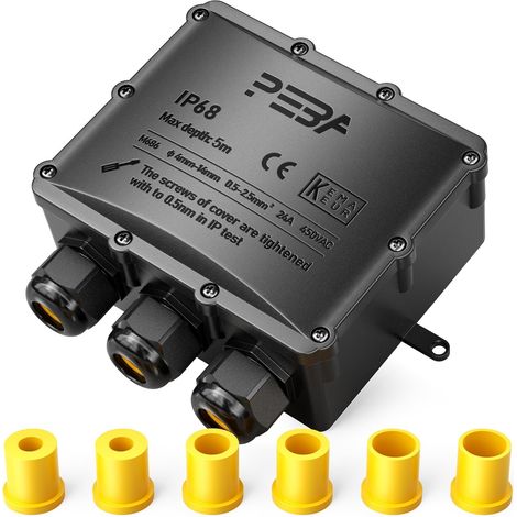Boîte de dérivation étanche IP68 – Connecteur de câble à 3 voies pour câble enterré (4-14 mm de diamètre), boîte de distribution extérieure pour jardin et extérieur, noir (1/5)