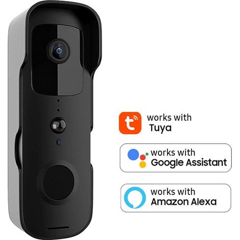 Sonnette vidéo intelligente, caméra WiFi sans fil pour la maison, étanche, adaptée à une utilisation en extérieur, contrôlée par l'application Tuya, compatible avec. (1/5)