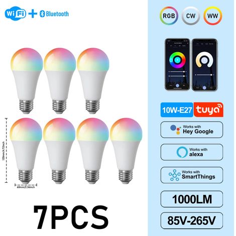 (7 ampoules, AC85-265V) Douille Graffiti E27, ampoule LED intelligente WiFi à intensité variable, contrôle par application (1/5)