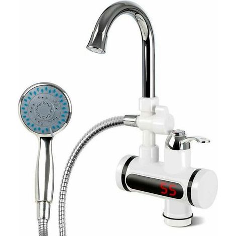 RUBINETTO MISCELATORE ELETTRICO ACQUA CALDA ISTANTANEA CON DISPLAY E DOCCETTA (1/5)