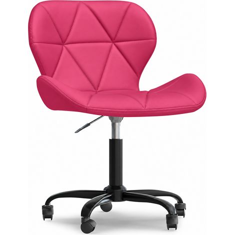 Office Chair with Wheels - Swivel Desk Chair - Upholstered in Faux Leather - Black Wito Frame Fuchsia (1/5)