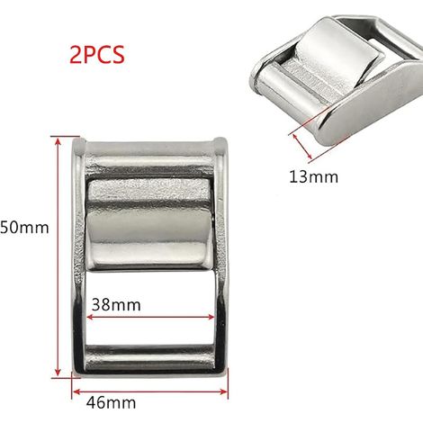 Lot de 2 boucles à cliquet, acier inoxydable 316, sangle 25,5mm, arrimage bagages, usage extérieur