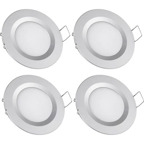 4 x Spot LED Encastrable 12V Trou 58-65mm 3W 3200K Plafonnier Encastré pour Camping-car Bateau Caravane Van Yacht Blanc chaud (Finition argentée)-LIAIKI (1/5)