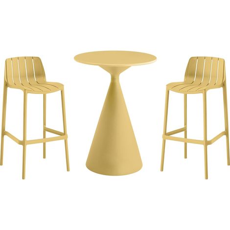 Bistro-Stapeltisch und -Hochstühle "Vaena" - 2-Sitzer - Gelb