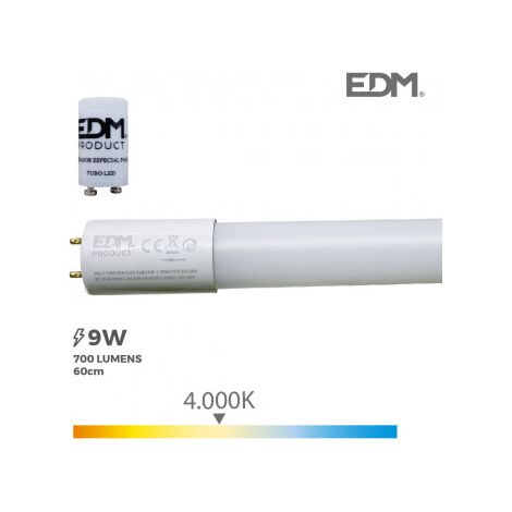 Tubo led t8 9w 900lm 4000k luz día eq 18w ø2.6x60cm EDM