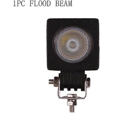 Projecteur de travail LED 10 W 12 V/24 V 5 cm (2 pouces) pour mini-voiture, camion, quad, moto, 4x4, tracteur, vélo, clignotant, antibrouillard, phare de route, faisceau carré. (1/5)