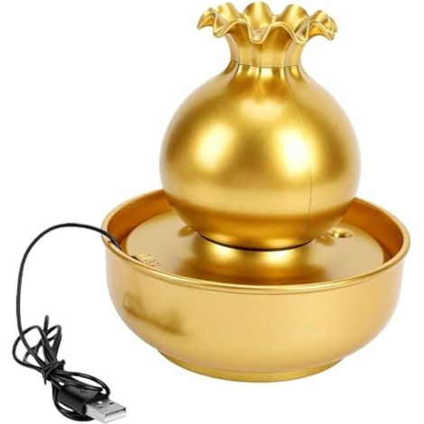 Fontaine à argent de bureau avec lumière LED, décoration Feng Shui pour bureau, salon, méditation, symbole de prospérité, or (1/5)