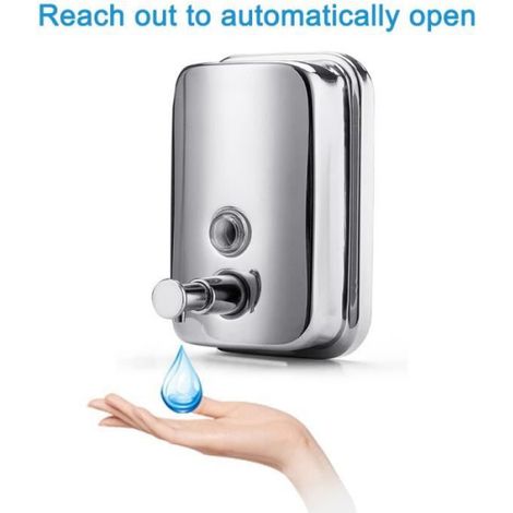 1 Distributeur de savon,500 ml,Acier inoxydable SUS304,Bouton poussoir,Salle de bain (1/3)