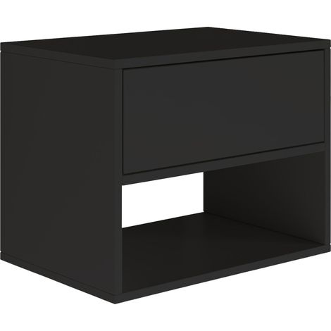 Selsey FRAMME – Mesita de noche colgante con cajón y hueco – negro – 50 cm (1/5)