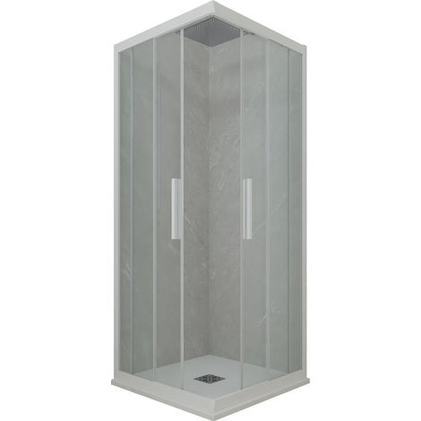 Box doccia 70x80 angolare scorrevole Bianco Matt h 200 Kolors