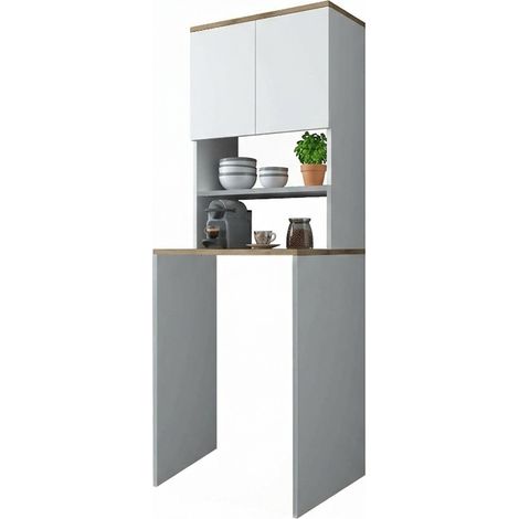 Dmora - Armadio multiuso 2 ante Bellona, Mobile multifunzionale, Mobiletto scarpiera, Guardaroba porta scarpe, 65x60h184 cm, Bianco e Noce, con imballo rinforzato, con imballo rinforzato