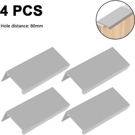 Lot de 4 poignées de traction – Aluminium, noir et argent – 80/120 mm – Installation facile (1/4)