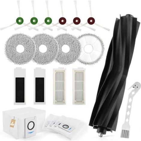 [NEVER USED] 20PCS Replacement Accessories Kit for Ecovacs Deebot T20 OMNI/T20 Max/T20 Pro, with 1 Rubber Roller Brush, 6 Side Brushes, 4 Mop Cloths, 4 Filters, 4 Dust Bags