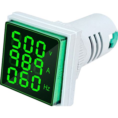 Indicateur 3 en 1 : courant alternatif, tension et fréquence Tête carrée de 22 mm Moniteur LED multifonction Caractéristiques : AC60-500V, 0-100A, 20-75Hz (1/5)