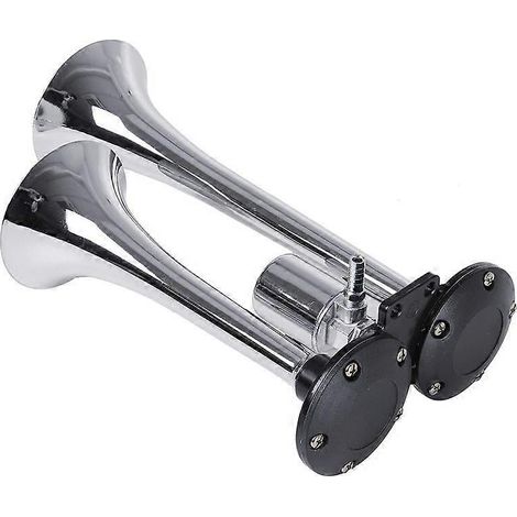 Klaxon pneumatique ultra-puissant 12V/24V 1000DB à double trompette pour camions avec compresseur, compatible avec tous les véhicules 12V/24V. (1/5)
