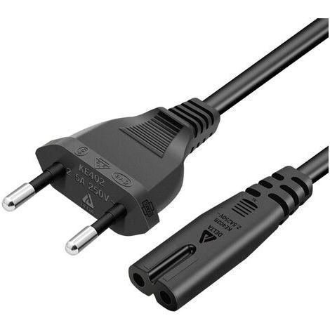 Câble d'alimentation 1.5 Mètres 2 Broches Euro Fiche Cordon d'alimentation pour Samsung Philips LG Sony TV, PS4, PS3, PC Monitor, Imprimante Noir (1/5)