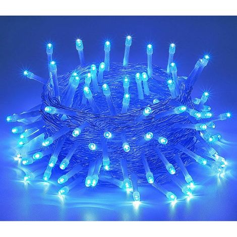 1 Guirlande lumineuse, 10m, 100 LEDs bleu, IP65, 8 modes, intérieur extérieur, fête
