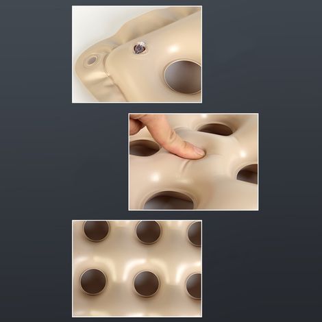 Coussin Donut Anti-Escarre en PVC Épais pour Fauteuil Roulant, Forme Ronde Étanche avec 16 Trous, Couleur Beige (1/4)