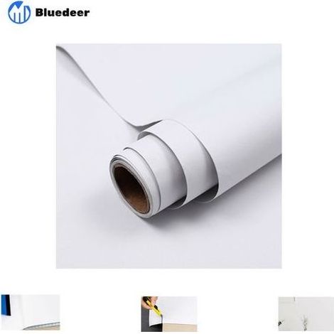 Papier adhésif pour meubles blanc mat 60x300cm – Film vinyle autocollant imperméable – Pour rénovation et décoration – Application facile (1/5)