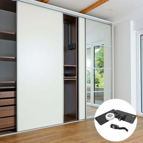 Set mit 2 Schiebetürrollen, Schiebetürschiene für Kleiderschränke, 30 mm geräuscharme Nylon-Gleitrollen für Schränke und Garderoben (Schwarz) (1/5)