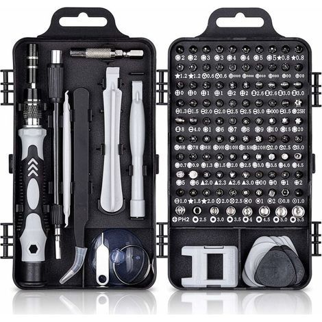 Coffret multi-outils 115 en 1 – Tournevis de précision magnétique avec rallonge flexible – Poignées antidérapantes – Pour appareils électroniques (1/5)