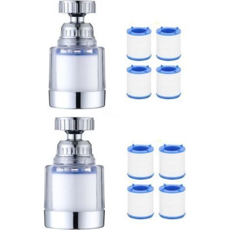 Lot de 2 filtres à eau pour robinet, filtre de robinet anti-calcaire, avec 8 éléments filtrants en coton PP et adaptateur universel pour évier, cuisine, salle de bain (1/5)