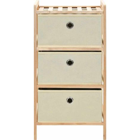 Maison Exclusive - Scaffale con 3 Cesti in Tessuto in Legno di Cedro Beige (1/5)