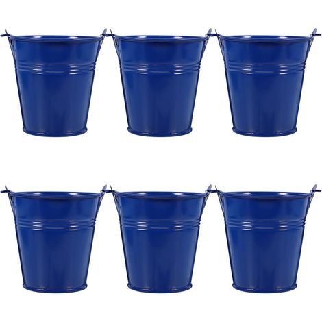 Seaux en Fer Support Solide avec Poignées Lot de 6 Bleu pour Décoration de Fête pour Plantes et Fleurs, pour Jardin et Événement (1/5)