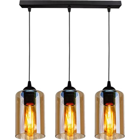 Lampadario Candellux Bistro 3xE27 vetro ambra nero (1/2)