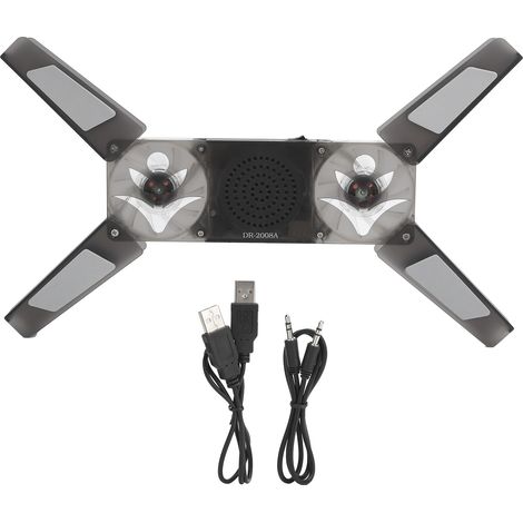 Support pour ordinateur portable avec ventilateurs transparents, pliable, lumière LED bleue et haut-parleur DR‑2008A (1/5)