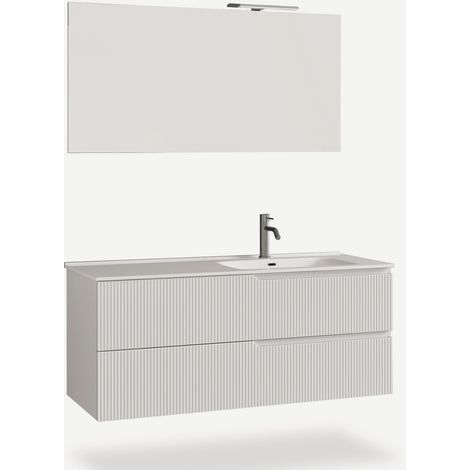 Mobile bagno sospeso con specchio e lavabo Venere DX - Bianco (1/5)