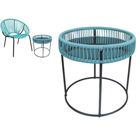 Tavolo Bistrot Arpa Dark da esterno giardino tondo con filo intrecciato -  Marine