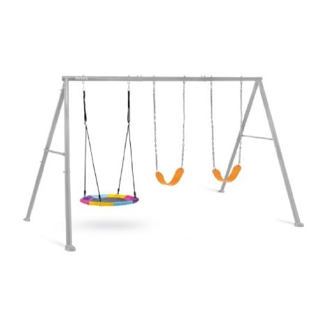 Intex – Balançoire à bascule 3 niveaux – Structure acier gris 343x235x200 cm – Pour enfants 3-10 ans – Sécurisée et durable
