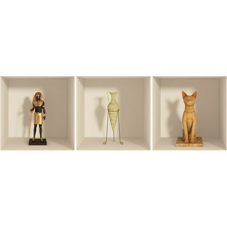 Sticker effet 3D Egypte statues et chiens 30 x 90 cm (1/2)