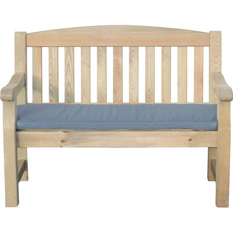 Zest Emily Wooden 2 Seater Bench Garden Patio Chair 4ft & Grey Seat Pad Cushion (1/5)