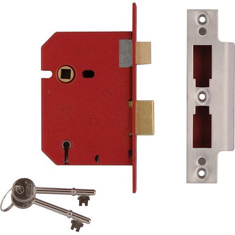Union 2201 5-Lever Mortice Sashlock in Satin Chrome – 77.5mm (3-inch) with Visible Keyhole, Model Y2201-SC-3.00