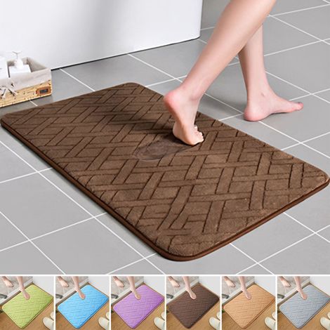 Tapis De Sol - Mousse À Mémoire De Forme Épaisse - Microfibre Corail Absorbante - Antidérapant - Pour Salle De Bain Cuisine Chambre - 40 X 60 Cm (1/5)