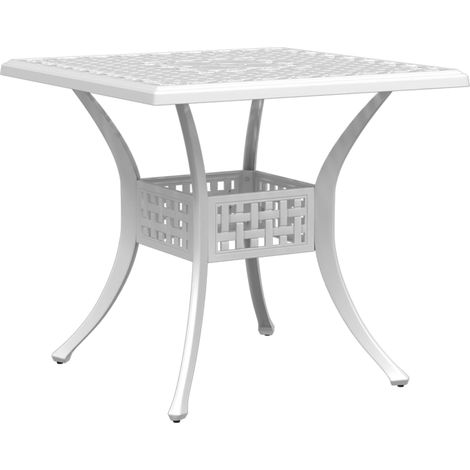 Table de jardin blanc 80x80x75 aluminium coulé (1/5)