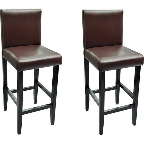 Maison Exclusive - Barhocker 2 Stk. Dunkelbraun Kunstleder (1/5)